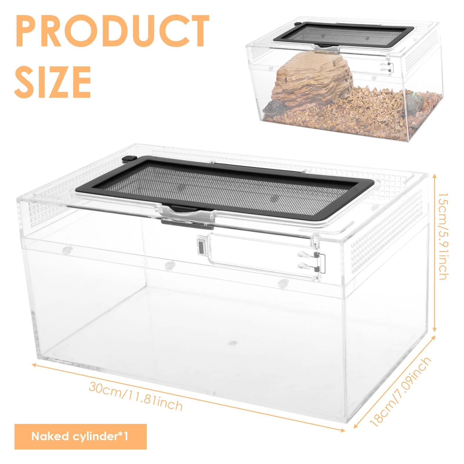 

Террариум для рептилий Прозрачный Дышащий Аквариум для амфибий Защищенный от побега Бокс для разведения для Черепахи Паука Ящерицы Змеи Лягушки Рептилий