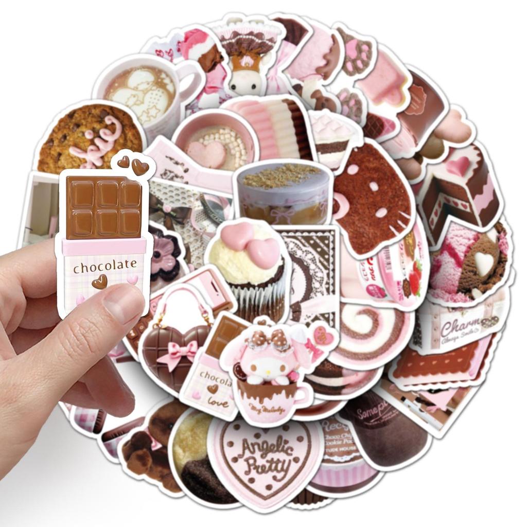 50 Pink & Brown Aesthetic Stickers: Dopamine Sweet, Phone & Laptop Waterproof Decor
