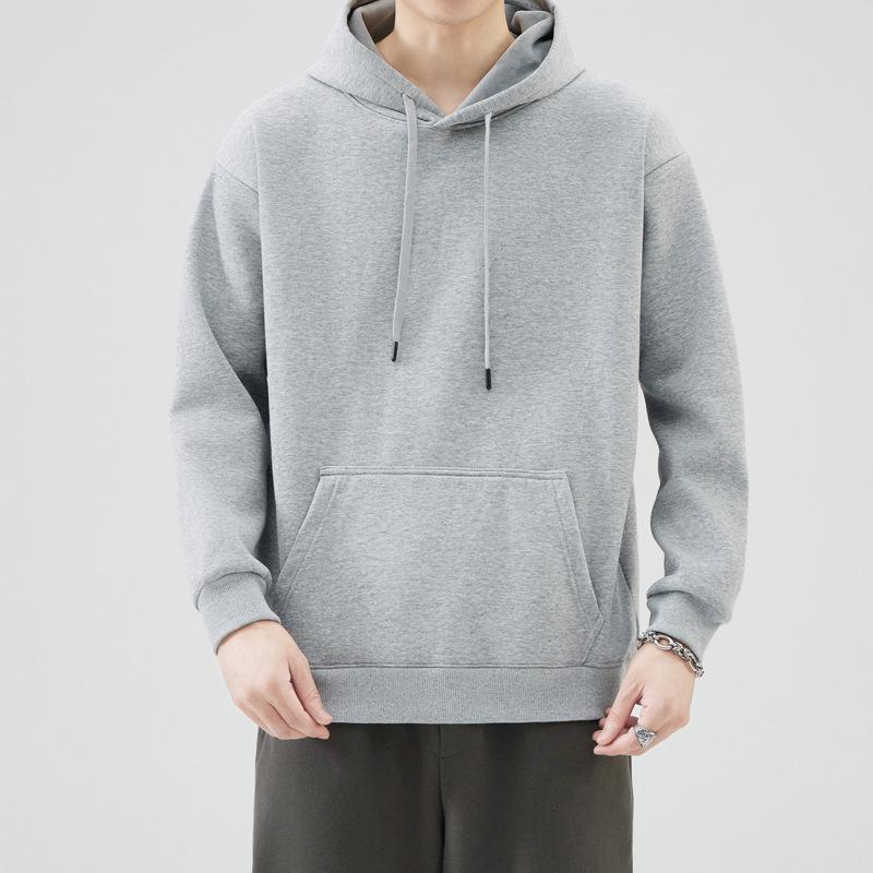 2024 Autumn/Winter New Men'S Solid Color Hoodie With Thick Velvet Coat/Regular Coat Heavy Hooded Top