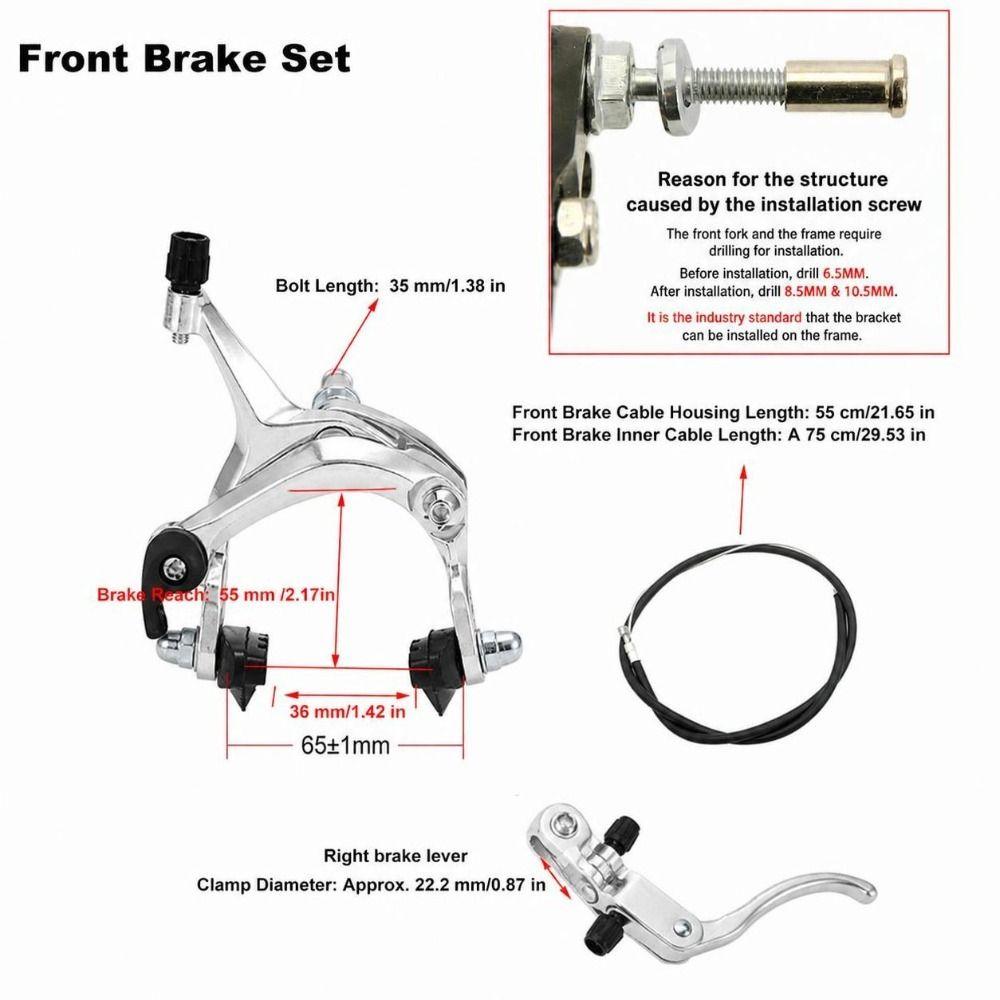 Easy Installation Bicycle Caliper Brake Set Silver C Brake Caliper Bike Brake Kit Bike Repair