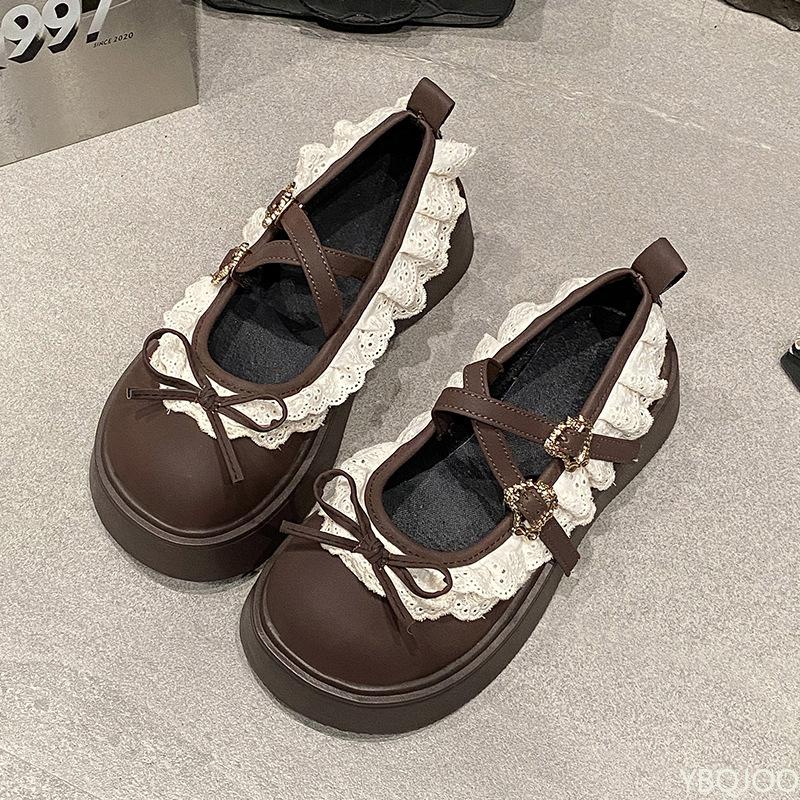 Fashion Mouth Thick Sole Single Shoe for Women's Spring New Style Simple Comfortable Versatile Small Leather Shoes Daily Casual