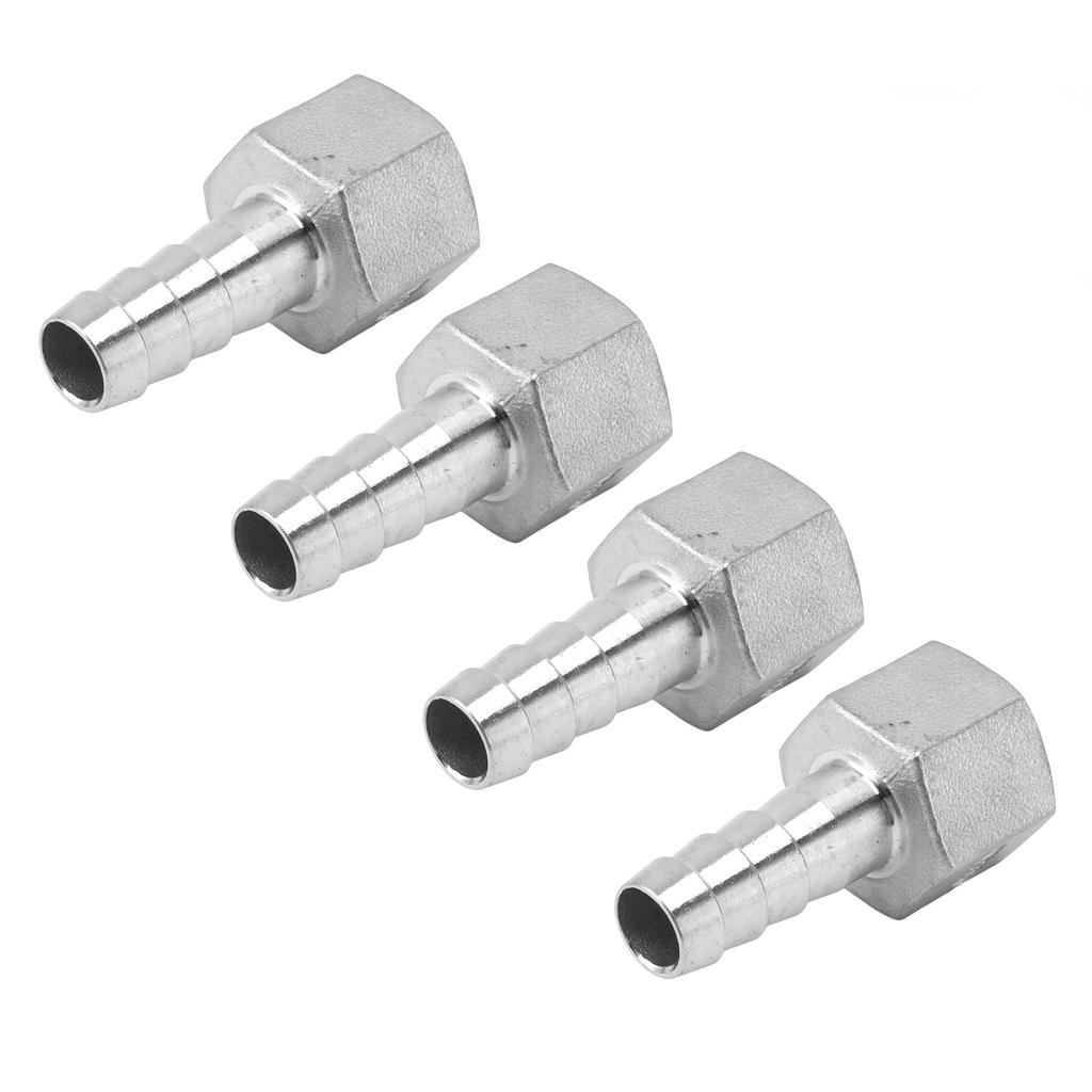 4pcs 13mm 1/2in Hose Barb Connector Hose Barb Coupler Stainless Steel Pipe Fitting for Beer Cooler