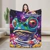 Frog Print Flannel Blanket - Soft Warm Skin-Friendly Outdoor Throw