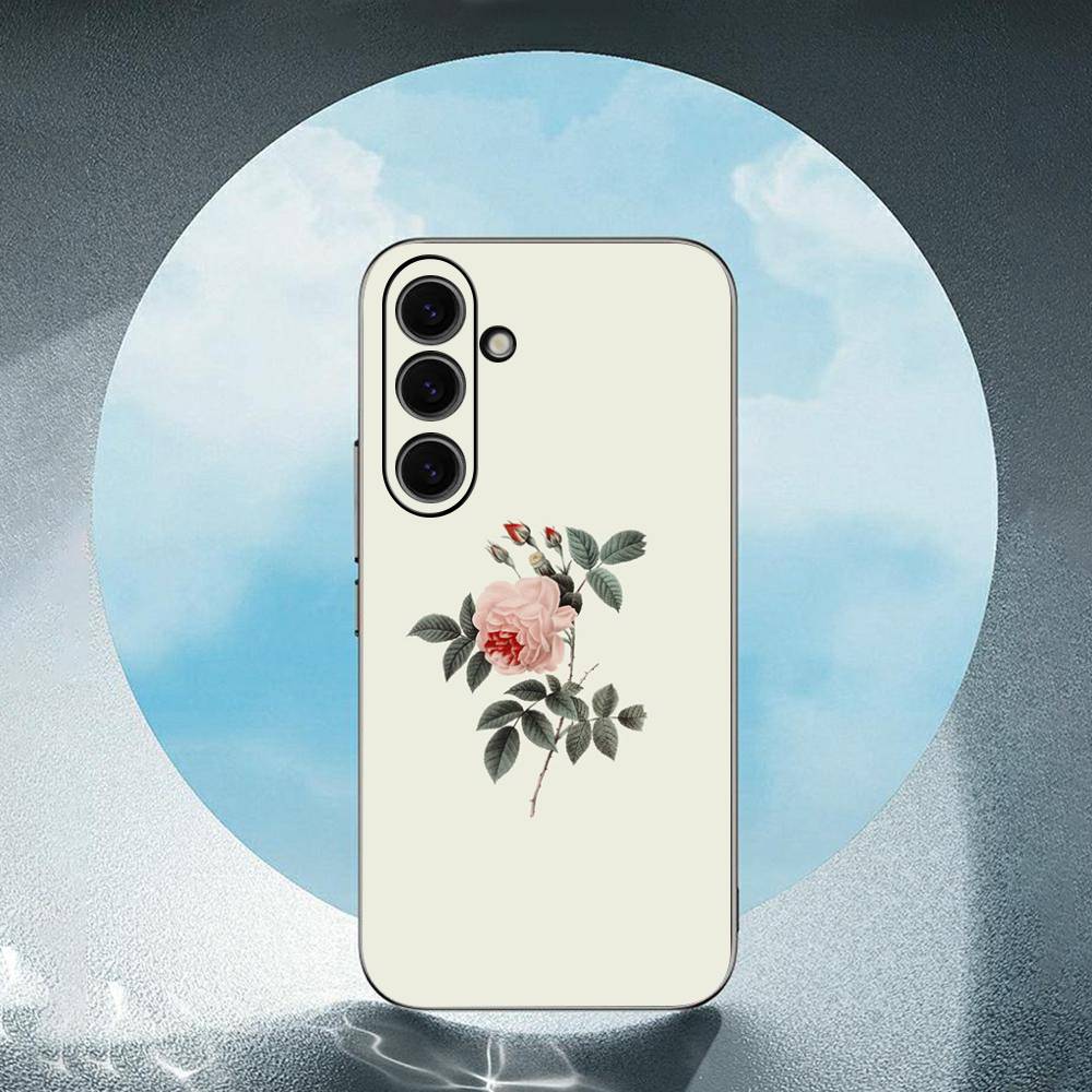 Clear Simple Flower For Samsung Galaxy S25 S24 S23 Ultra S22 S21 Plus S20 Black Soft Silicone Protective Case