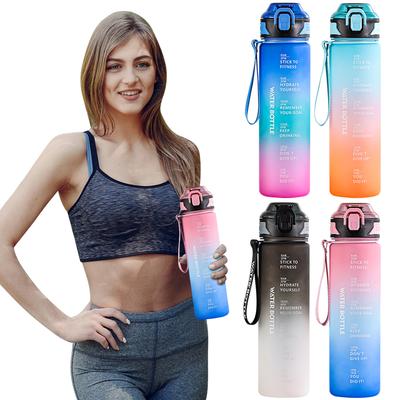 Borraccia sportiva da 1 litro Borraccia motivazionale opaca sfumata a perfetta tenuta con indicatore del tempo Borraccia per donna Uomo