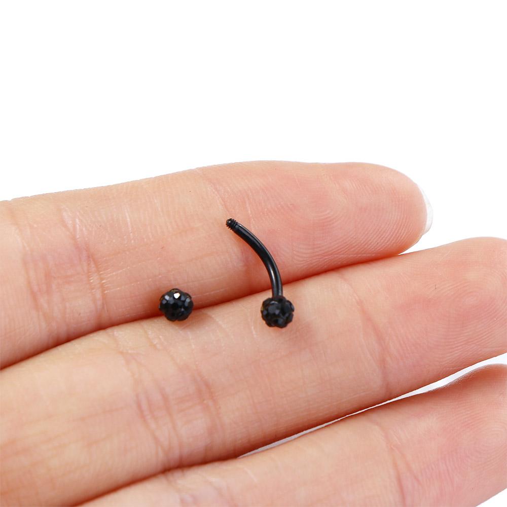 Curved Barbell Stainless Steel For Women Piercing Jewelry Eyebrow Stud Ball Nose Ring Fake Lip Stud