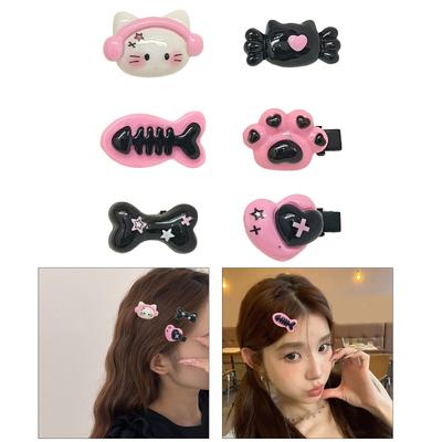 Süße Haarspange Niedlicher Katzenkopf Plastik Mini Haarnadel Haarspangen für Frauen Y2K Mädchen Gothic Punk Kopfschmuck Haarschmuck