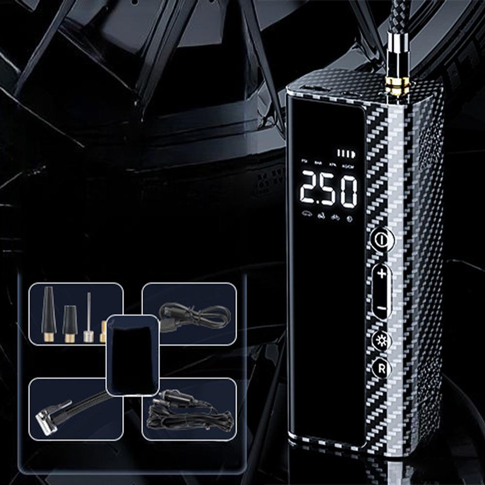 

150PSI Портативный воздушный компрессор для накачивания шин Электрический насос для шин с цифровым манометром SOS Мигающий сигнал бедствия чёрный