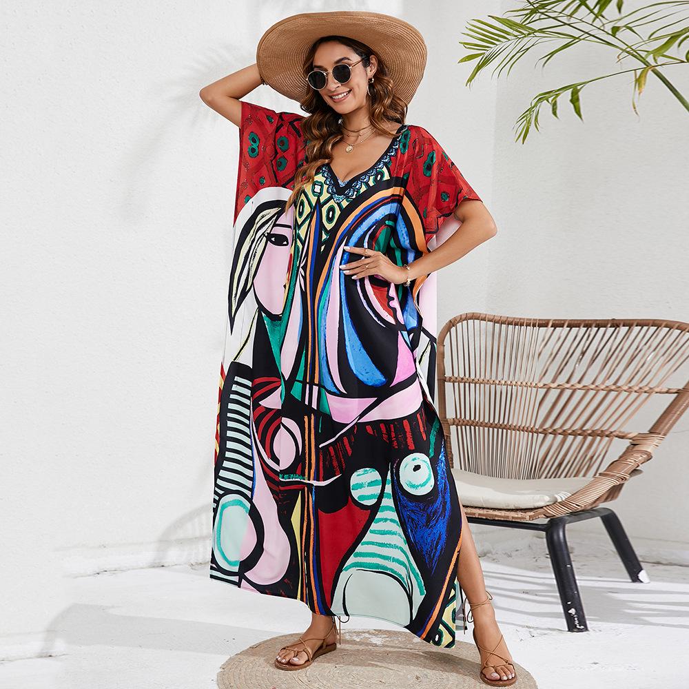 Copricostume da Spiaggia con Stampa Europea e Americana a 44 Colori - Capo Esterno Solare per Bikini da Vacanza