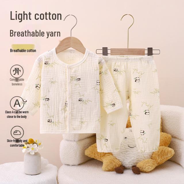 100% Cotton Baby Gauze Pajama Set: Long Sleeve, Summer-Ready