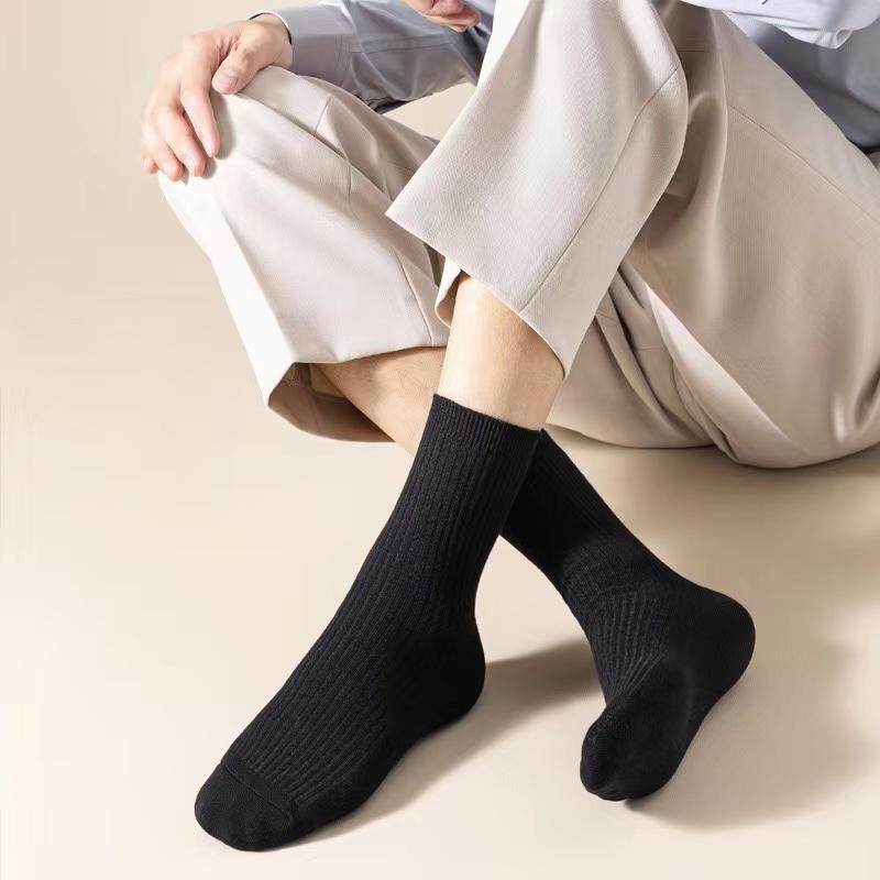 Socks Set Solid Color Stripes Women's Casual Socks Autumn Simple Women's Medium Length Socks Pattern Style