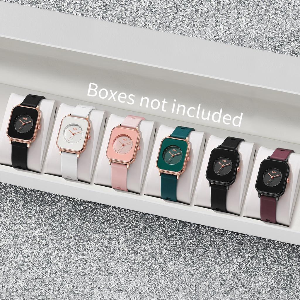3/6PCS Women Watches Set Fashion Square Quartz Watch Casual Silicone Band Wristwatches for Women Gift Reloj Mujer