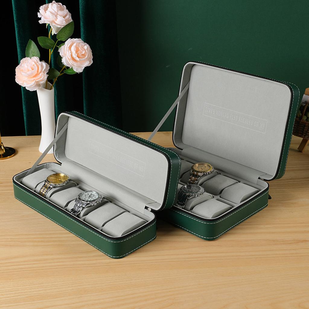 PU-Leder Reißverschlusstasche Uhr Schmuck Kollektion Aufbewahrungsbox Uhr Geschenk Organizer Schmuck Vitrine für Männer und Frauen