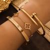 3PCS French Lucky Clover Women's Bracelet Set High Quality Stainless Steel INS Hot Selling Bracelet Charm Feeling Jewelry Gift