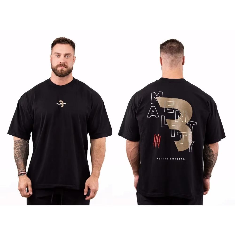 2024 Summer New Men's 100% Cotton English Letter Printing High Quality Casual Street Gym Fashion Round Neck Top S-4XL