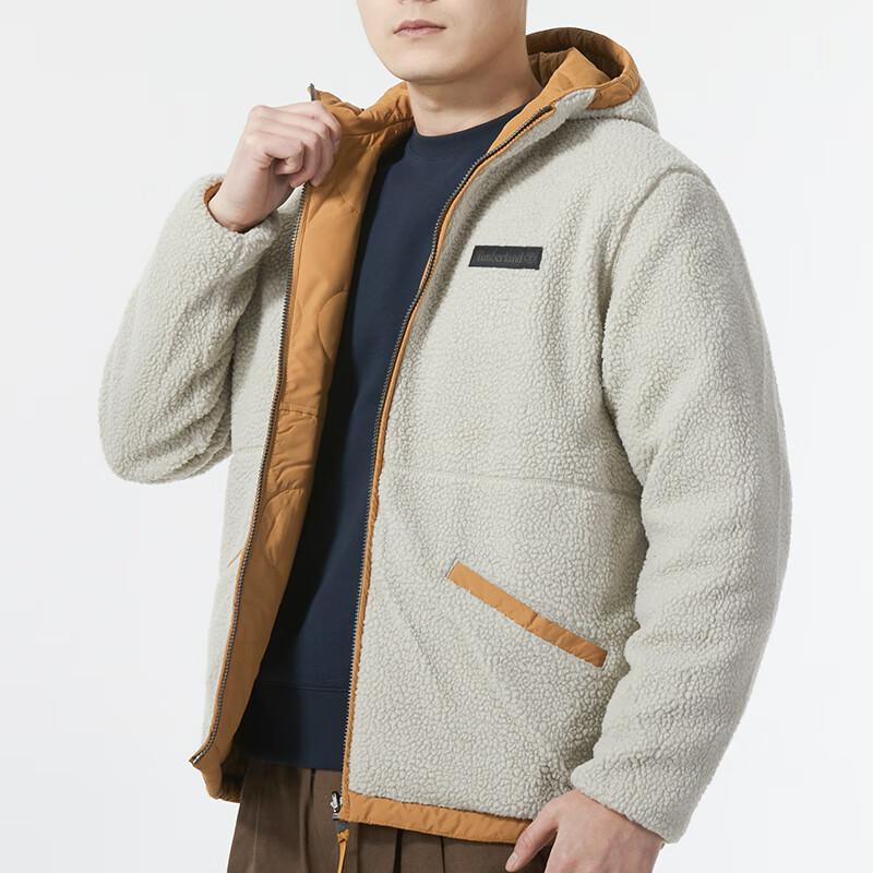 Timberland Solid Logo Outdoor Windproof Reversible Fleece Jacket Men Jacket Wheat A2JC8-P47