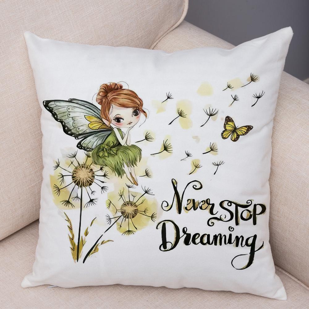Faith Hope Love Pillowcase Double Print Hummingbird Dandelion Cushion Cover Soft Plush Enjoy Little Things Pillowcase for Sofa