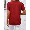 GMXIA Spring Summer Semi-open Collar Short Sleeve Shoulder Crepe Pullover Solid Color Printed Inch Shirt T Top Women