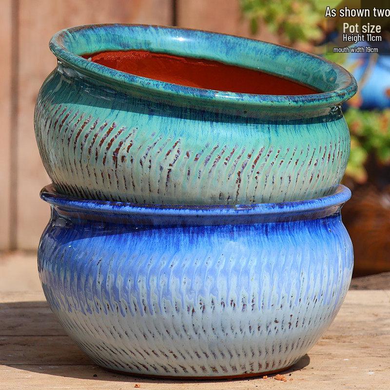 Handmade Vintage Coarse Pottery Large Succulent Planter, Breathable Purple Clay Flower Jar