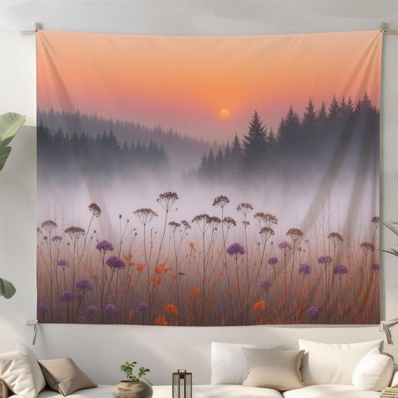 Wildflowers in the Misty Forest tapestry 75x100