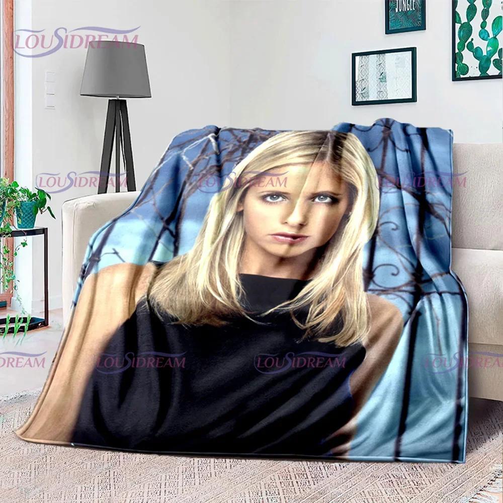 American Drama Vampire Slayer Buffy Soft Flannel Blanket Family Picnic Blanket for Kids Plush Flanner Throw Blanket Sofa Bedding