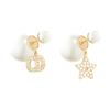 Dior Cd And Star Pendant Gold Asymmetrical Earrings Women earrings White E1038TRICY-D03S