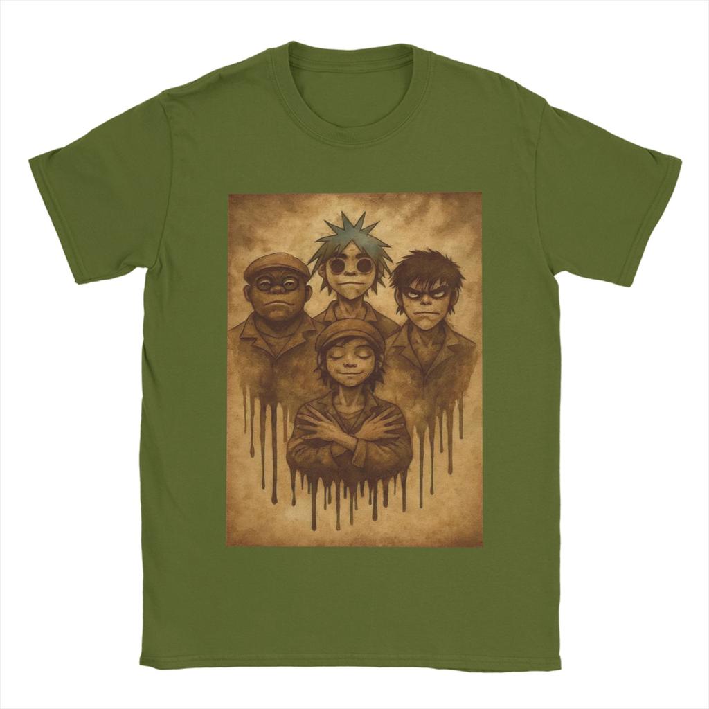 Gorillaz Band T-Shirt Unisex 100% Baumwolle Lustige T-Shirts Rundhals T-Shirt Kurzarm Kleidung Bedruckt