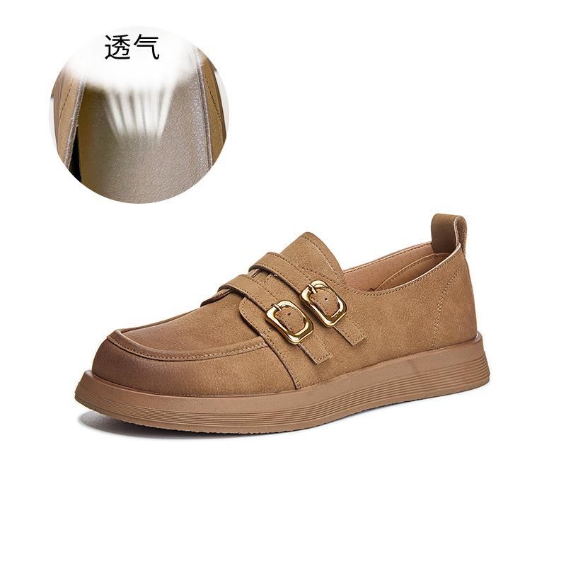 Spring Leather Single Shoes Women's 2025 New Women's Retro Fashion Shoes Casual Versatile Small Leather Shoes British Style Women's Shoes