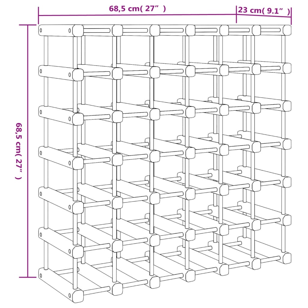 42 Bottle Wine Rack 68.5 x 23 x 68.5 cm Solid Pine Wood