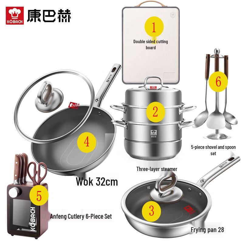 Kobach 4th Gen Titanium 0-Coating Cookware & Kitchen Utensil Set