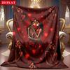 A 2D Flannel Blanket Featuring a Couple of Skulls Embracing Each Other, with Soft High-definition Digital Printing. This Cooling Blanket Is Suitable F