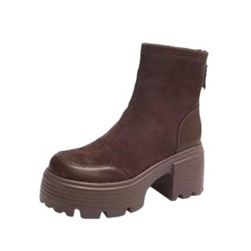 Retro Shoes Women's Shoes, New Thick-soled, Height-increasing, Thick-heeled, Slim Ankle Boots