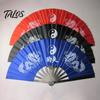 Handheld Tai Ji Fan Dual Dragon Print Loud Clack Chinese Style Portable Large Size Performance Prop Crafts Anti-rust Stainless Steel Rib Folding