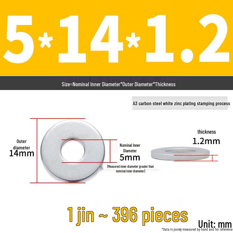 Extra Large Galvanized Metal Flat Washer - Thickened Round Screw Washer M6-M16