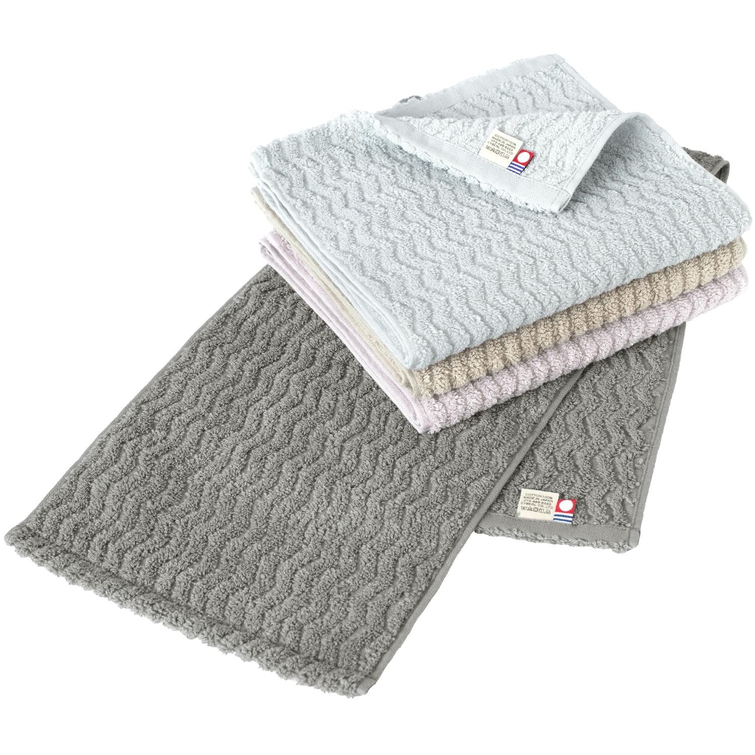 

Bloom Imabari Certified Slim Face Towels, Set of 4, Ash, 22 x 82cm, Absorbent, Quick-Drying, 100% Cotton, Made in Japan (All Colors)