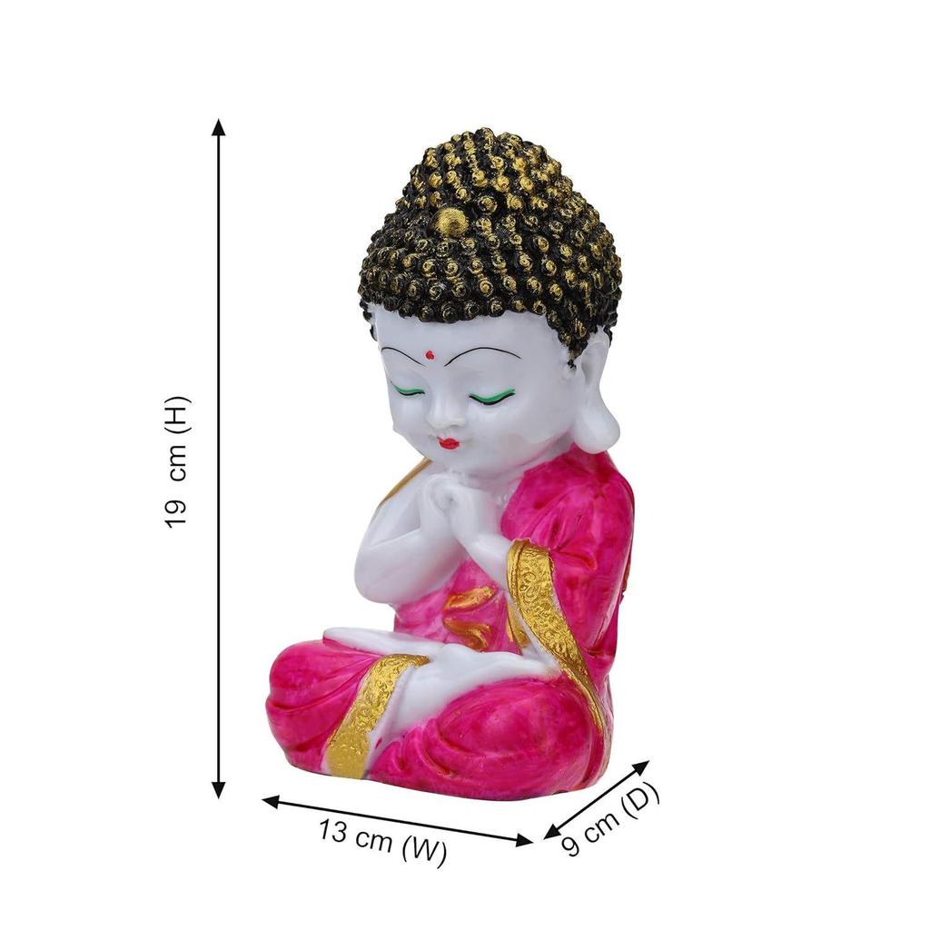 Polyresin Buddha Idol Decorative Showpiece Little Baby Monk Buddha, Pink