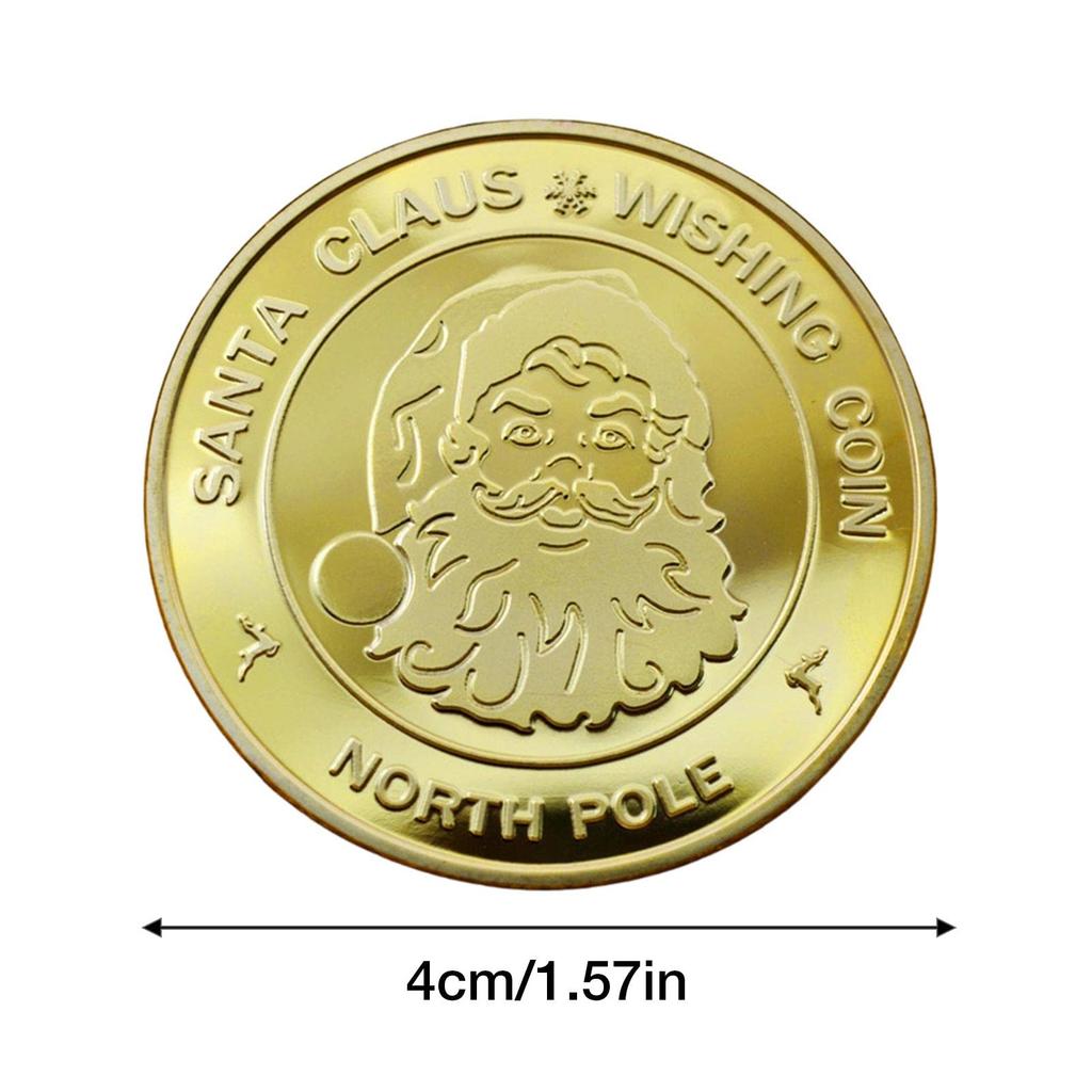 1/3/5Pcs Santa Claus Wishing Coin Collectible Gold Plated Souvenir Coins for Kids Merry Christmas New Year Commemorative Gifts