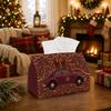 1pc Retro Festive Holiday Tissue Box - Multi-functional Christmas Napkin Dispenser, Available Made of Durable Polyester, Decorated with Vintage Car Pr