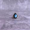 Natural Labradorite teardrop ring Silver oxidized ring for women pear shaped Labradorite bohemian handmade ring Healing crystals jewelry