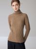 Women's Heavyweight Cable Knit Cashmere Mock Neck Sweater - Loose Pullover Base Layer for Autumn/Winter Fashion