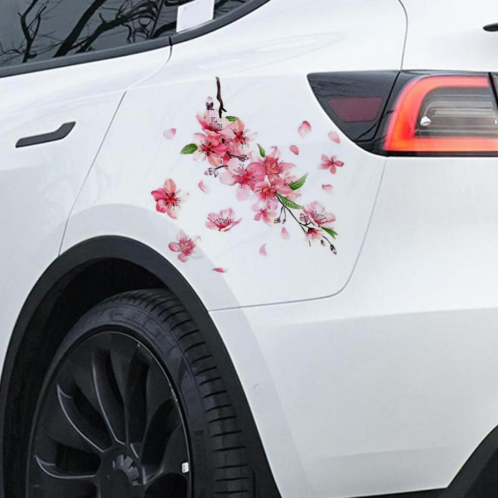 Mdikawe Autoaufkleber für Fenster, Kirschblütenaufkleber für Autos, Reflektierende Kirschblütenaufkleber für Autos