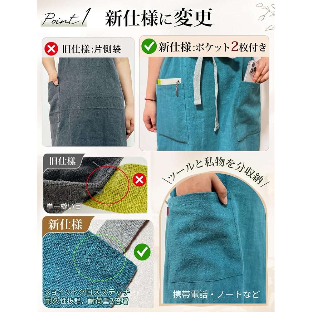 ASTRALA Apron for Women - Linen, Stylish, Scandinavian/Cafe Style, Plain, Simple, Covers Hips,