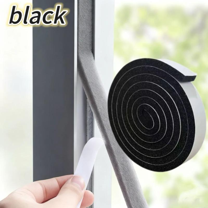 Foam Door Window Sealing Strips Self-Adhesive Windproof Sound-Proof Door Weather Stripping Dustproof Self-adhesive Tape S 1.5cmx2m&2pcs чёрный