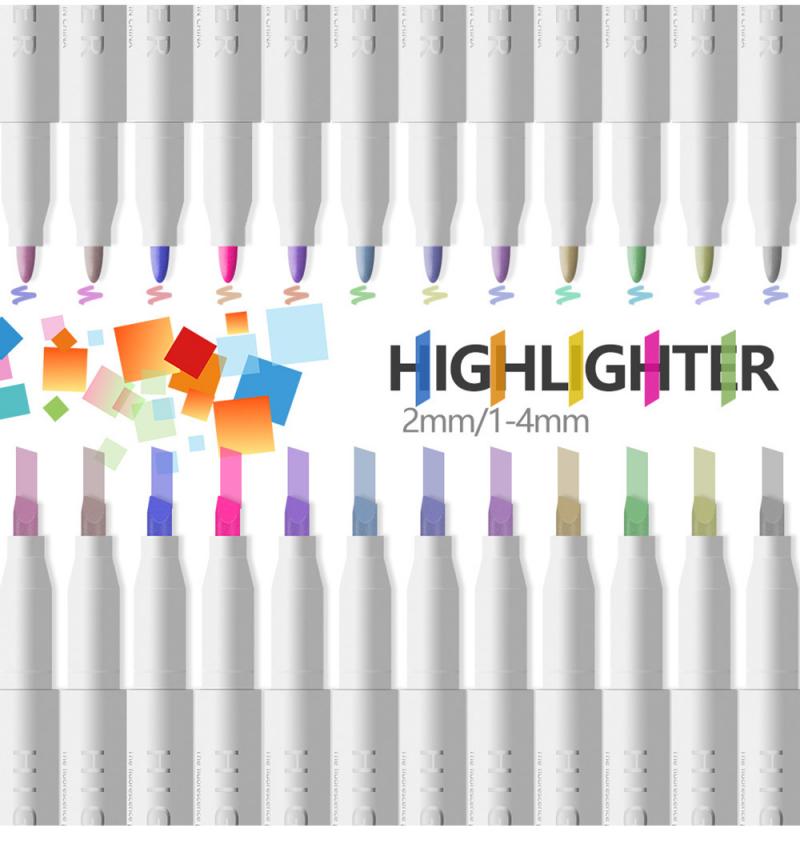 25 Color Highlighter Double Tip Markers Pen Set for Student Hand Account Pen Painting Graffiti School Office Stationery Supplies
