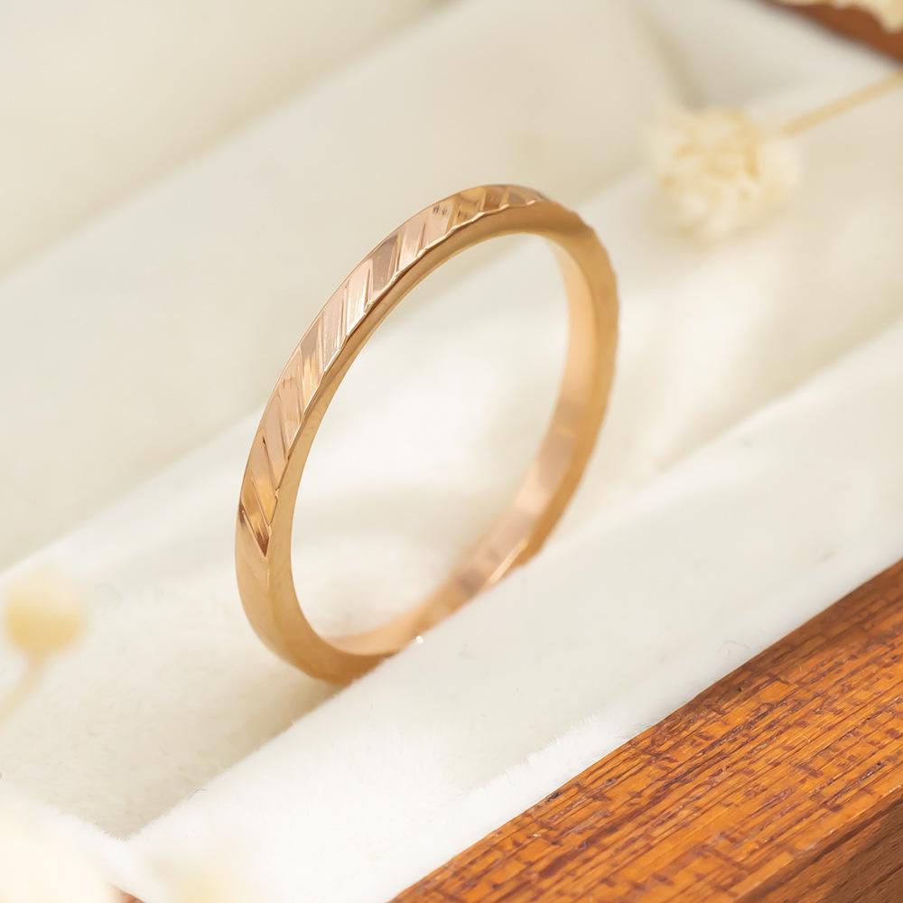 Women's Titanium Steel Diamond Ring: Colorfast, Lightweight Luxury, Trendy Thin Band