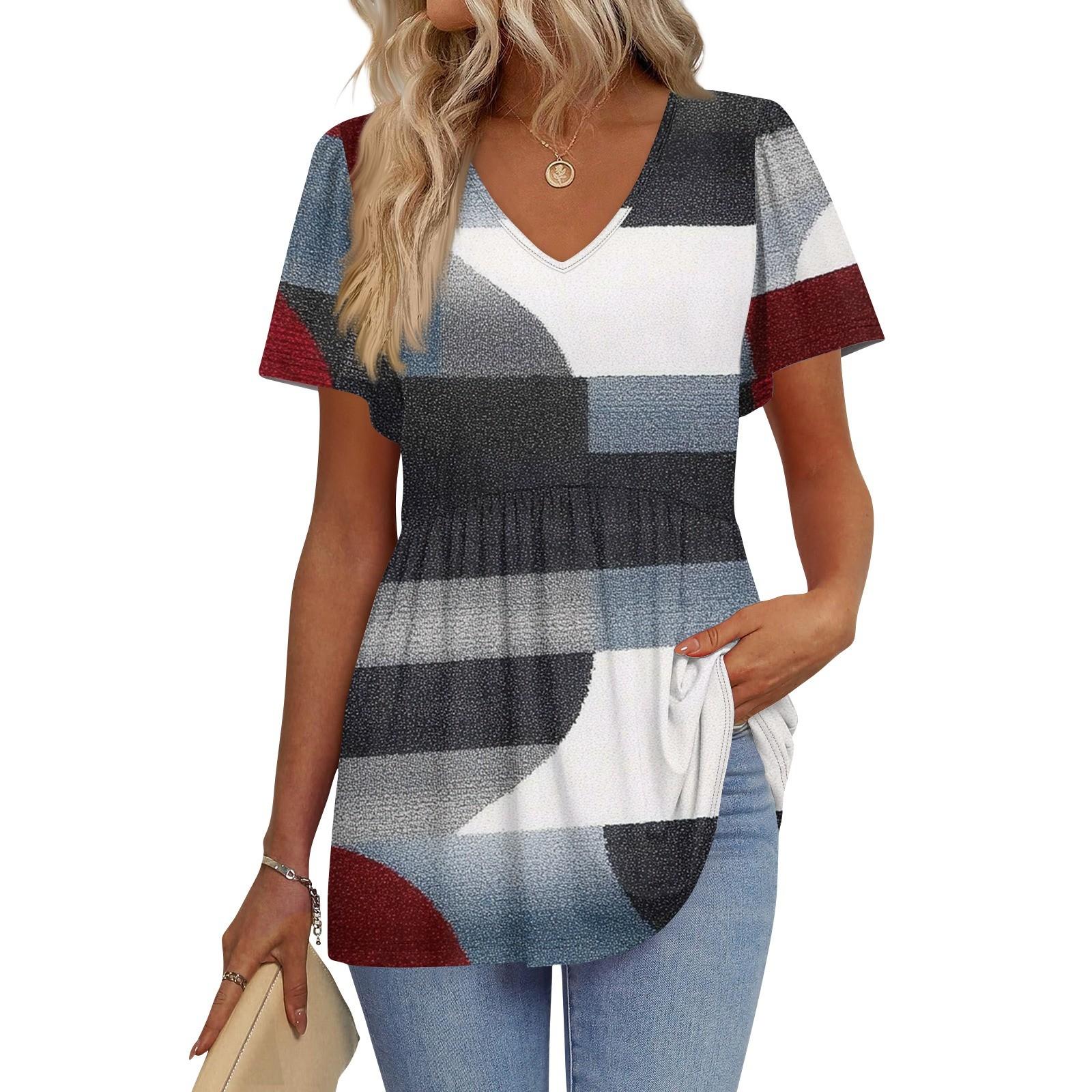 

Женские рубашки с коротким рукавом и оборками, повседневные наряды, модная футболка, топ L