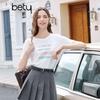 BETU Women's Embroidered Letter Short Sleeve T-shirt