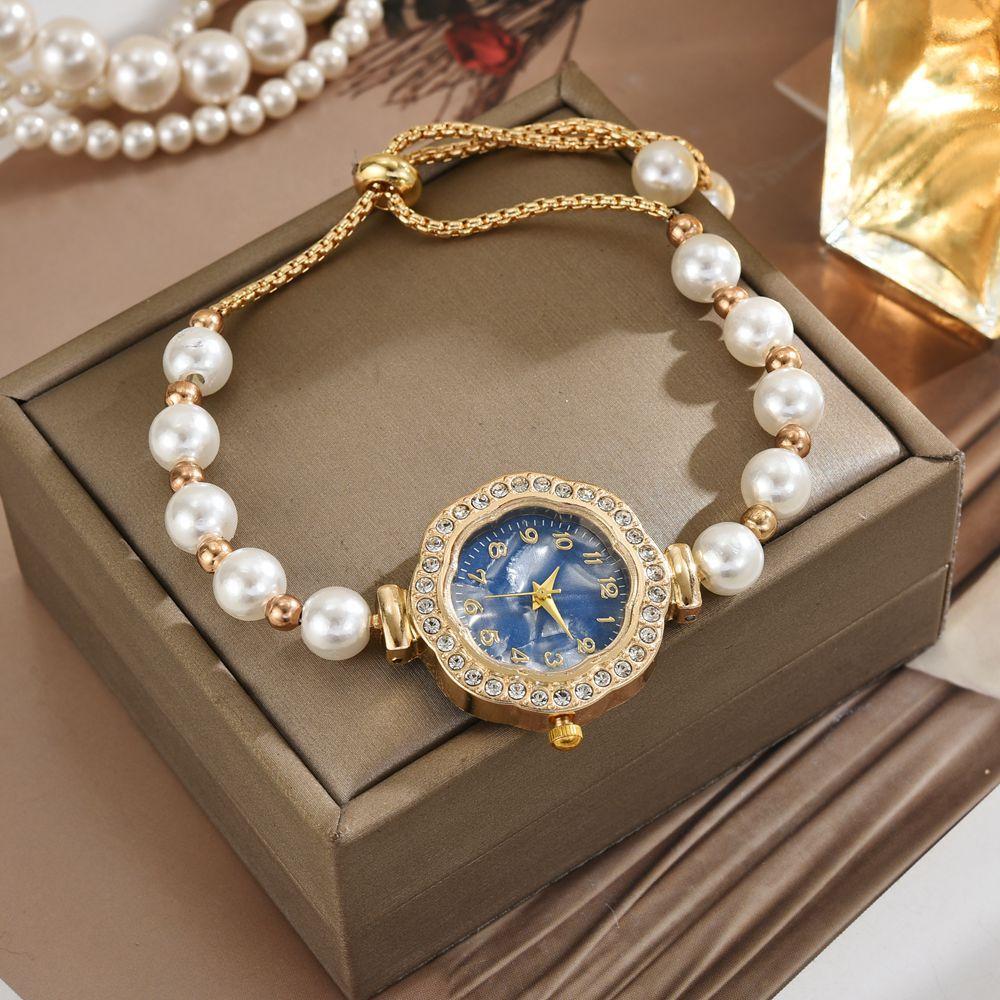 New Creative Women Watch Temperament Light Luxury Quartz Wristwatches Pearl Beaded Bracelet Women's Watch Fashion Accessories