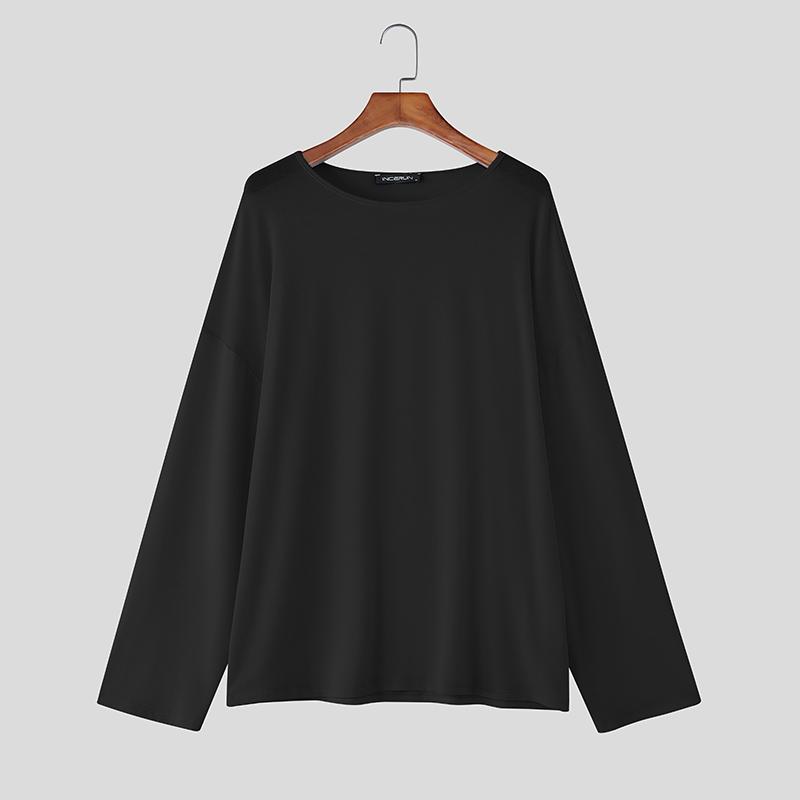 

INCERUN Spring Men Long Sleeve Semi-Sheer Stretch T-shirts Tops Undershirts S