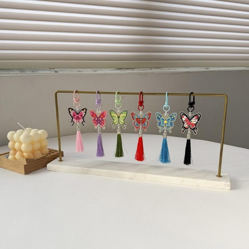 Fashion Butterfly Keychain Vintage Tassels Phone Chain Car Keys Holder Charm
